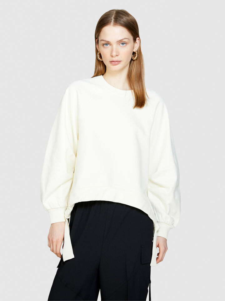 Oversized sweatshirt with drawstring - women's sweatshirts - Creamy White | Sisley image number 4